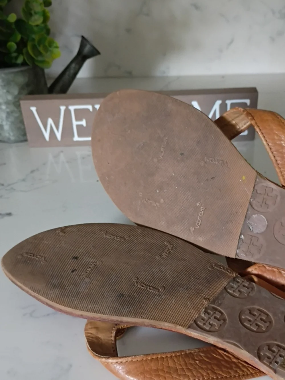 Tory Burch  Leather Logo Thong Sandals